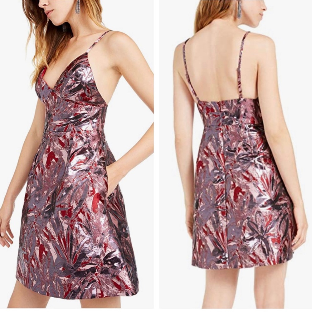 Laundry by Shelli Segal Metallic Jacquard Fit and Flare Dress 6